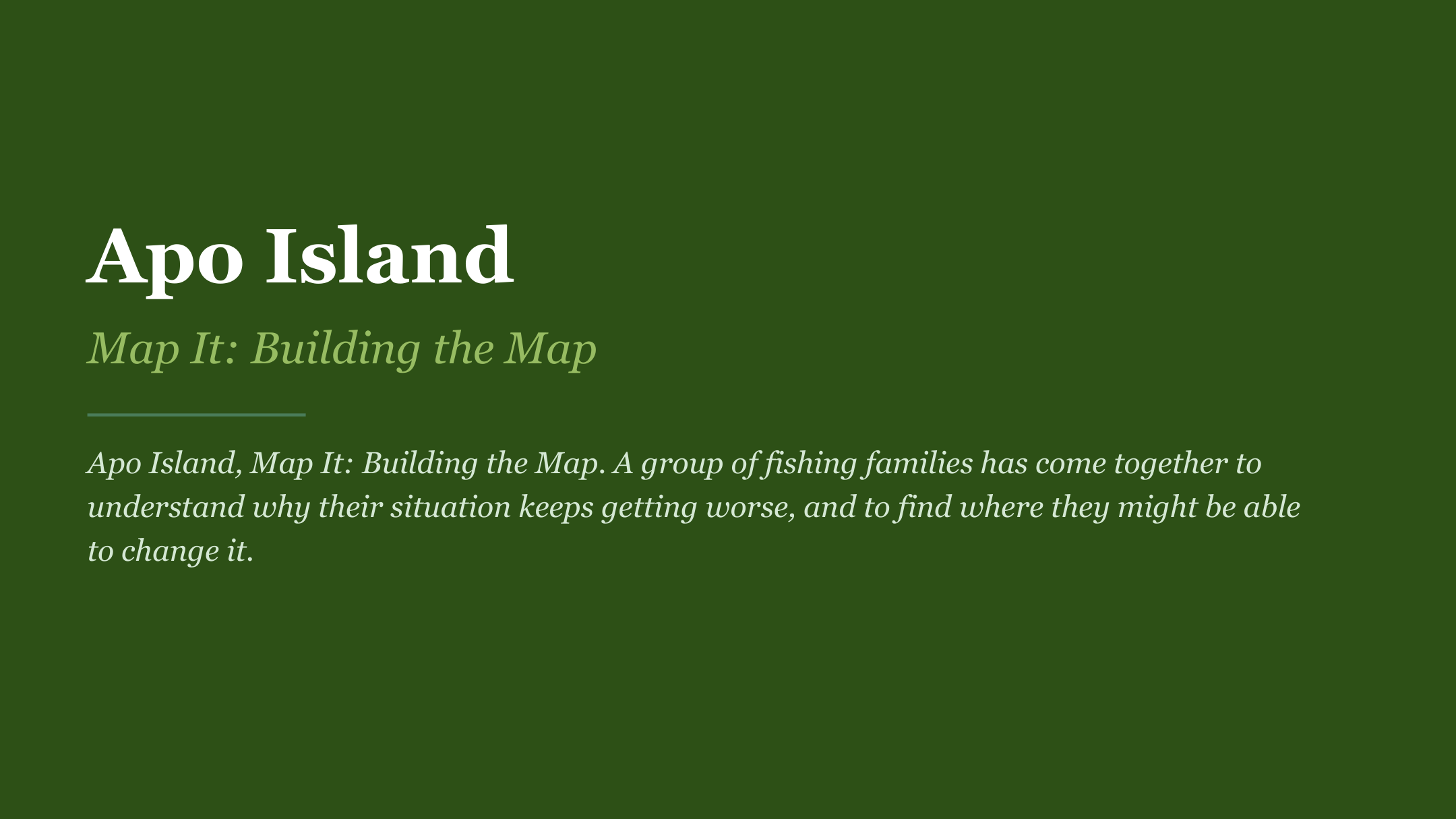 Apo Island — Map It: Building the Map